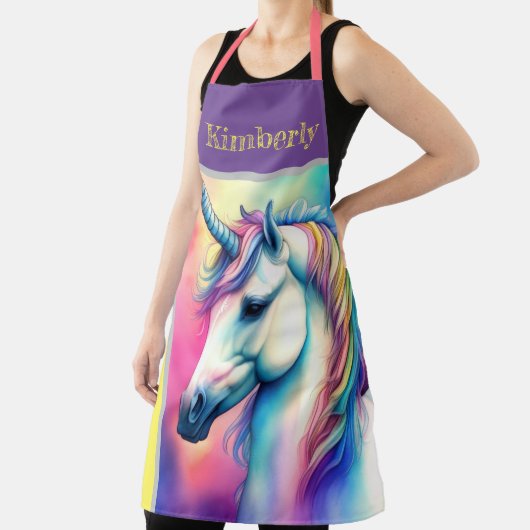 Waterverf Eenhoorn in Zachte Pastels Schort (Insitu)