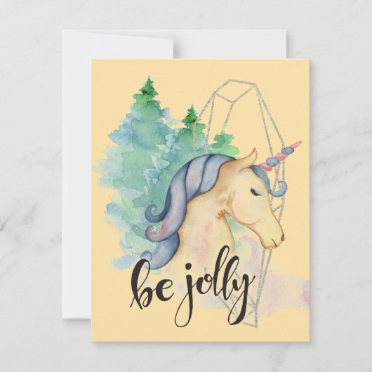 Waterverf Eenhoorn - Kerst Kaart (Voorkant)