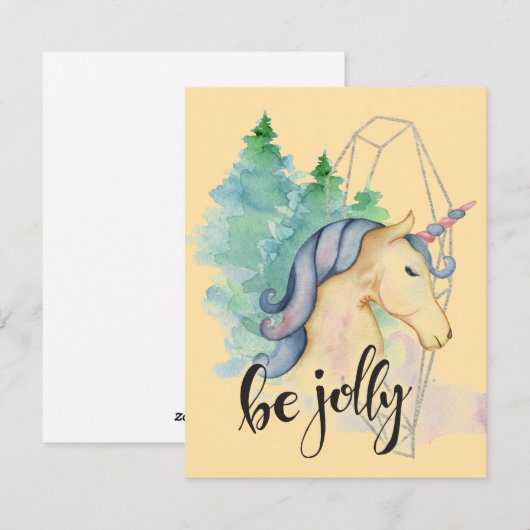 Waterverf Eenhoorn - Kerst Kaart (Voorkant / Achterkant)