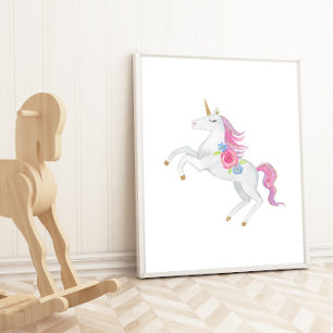 Waterverf Eenhoorn Meisjes Kamer Kinderen Muurstic Poster