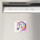 Waterverf Eenhoorn met een Rianbow Mane Magneet (Insitu (Vaatwasser))
