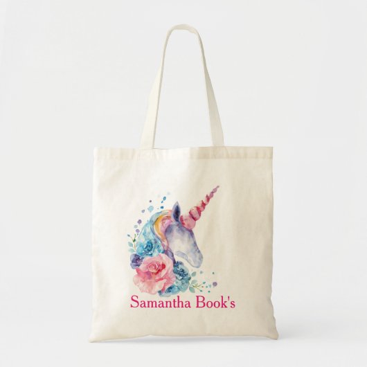 Waterverf Eenhoorn met Pony Tote Bag (Voorkant)