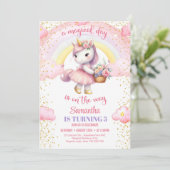 Waterverf eenhoorn met tutu jurk en bloemetjes 5e kaart (Staand voorkant)