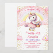 Waterverf eenhoorn met tutu jurk en bloemetjes 5e kaart (Voorkant / Achterkant)