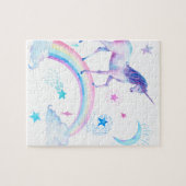 Waterverf eenhoorn over de regenboog legpuzzel (Horizontaal)