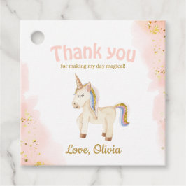 Waterverf Eenhoorn pastel gouden glitter Verjaarda Bedankjes Labels