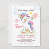 Waterverf eenhoorn pickleball verjaardagsuitnodigi kaart (Voorkant)