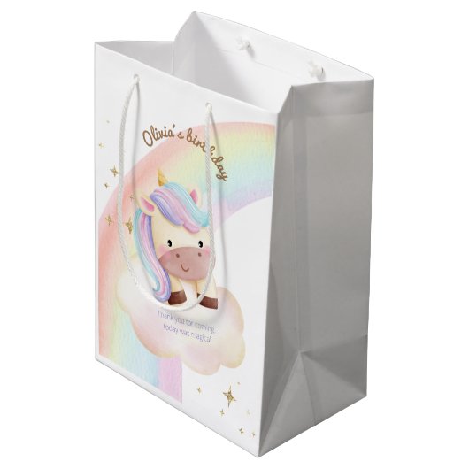 Waterverf Eenhoorn Rainbow Party Favor Bag Medium Cadeauzakje (Achterkant Gekanteld)