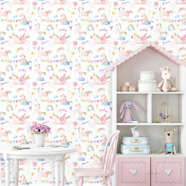 Waterverf eenhoorn regenboog gepersonaliseerde mei behang