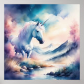 Waterverf Eenhoorn V Poster (Voorkant)