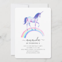 Waterverf eenhoorn verjaardagsfeestje. Baby meisje