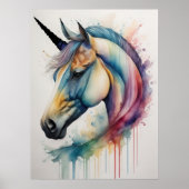 Waterverf Eenhoorn VII Poster (Voorkant)