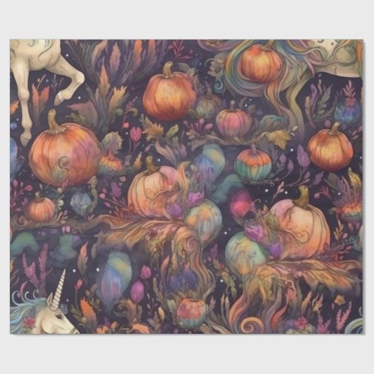 Waterverf eenhoorn voor Halloween Pattern Cadeaupapier (Vlak)