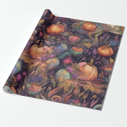 Waterverf eenhoorn voor Halloween Pattern Cadeaupapier (Uitgerold)