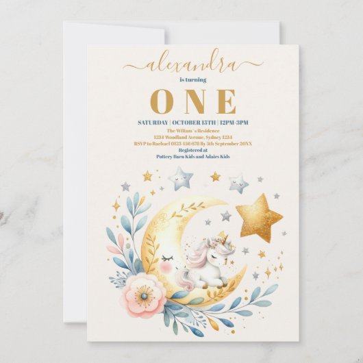 Waterverf Eenhoorn Waterverf Meisje Verjaardagsfee Kaart (Voorkant)