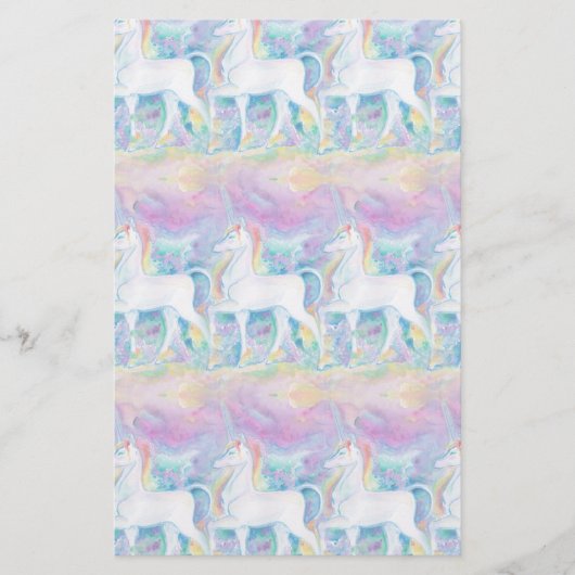Waterverf Eenhoorns Briefpapier (Voorkant)