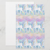 Waterverf Eenhoorns Briefpapier (Voorkant / Achterkant)
