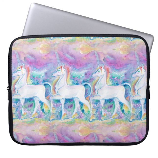 Waterverf Eenhoorns Laptop Sleeve (Voorkant)