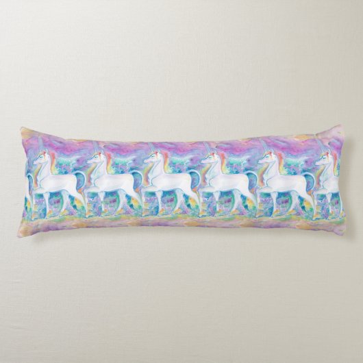 Waterverf Eenhoorns Lichaamskussen (Voorkant)