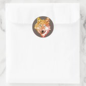Waterverf Eenling wolf gezicht Ronde Sticker (Tas)