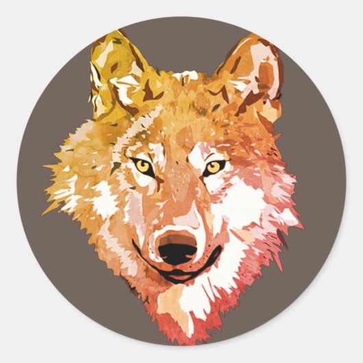 Waterverf Eenling wolf gezicht Ronde Sticker (Voorkant)