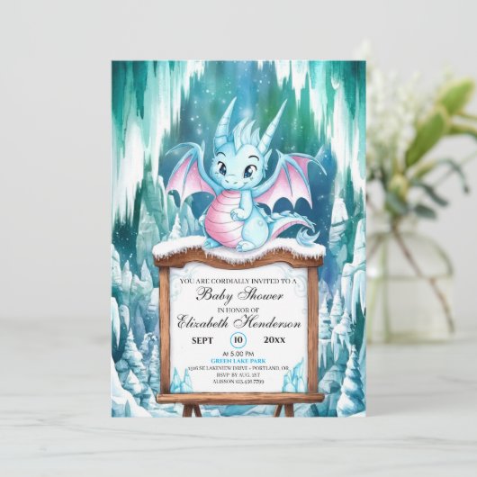 Waterverf Eenvoudig Dragon Baby shower Kaart (Staand voorkant)