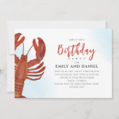 Waterverf Eenvoudige Birthday Red Lobster QR-code Kaart (Voorkant)