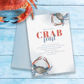 Waterverf Eenvoudige Blauwe Krab Feast Ocean Party Kaart