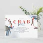 Waterverf Eenvoudige blauwe krab Feast Party QR-co Kaart (Staand voorkant)