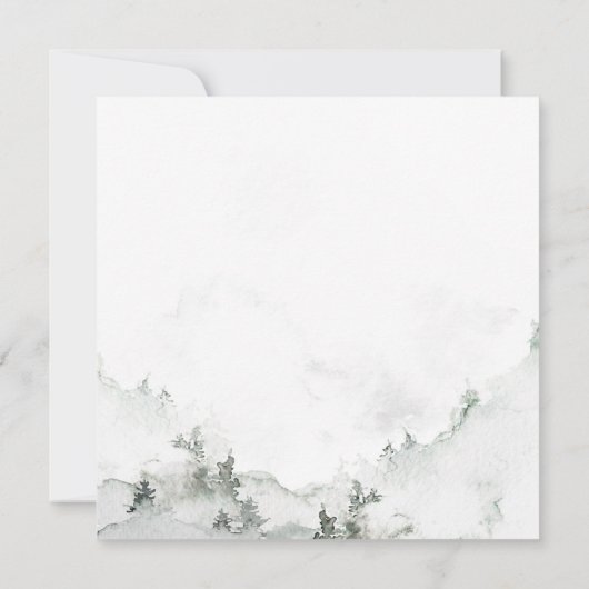 Waterverf Eenvoudige Bos Bruiloft Kaart (Achterkant)
