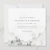 Waterverf Eenvoudige Bos Bruiloft Kaart (Voorkant)
