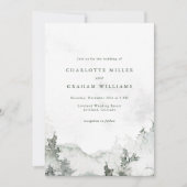 Waterverf Eenvoudige Bos Bruiloft Kaart (Voorkant)