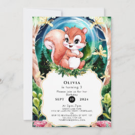 Waterverf Eenvoudige Eekhoorn Verjaardag Kaart