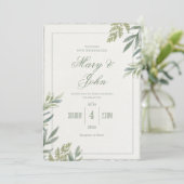 Waterverf Eenvoudige Faux Deckled-Edge bruiloft ui Kaart (Staand voorkant)