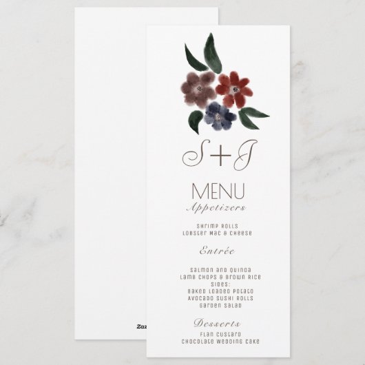Waterverf Eenvoudige Floral Bouquet - Menu (Voorkant / Achterkant)