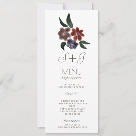 Waterverf Eenvoudige Floral Bouquet - Menu (Voorkant)