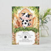 Waterverf Eenvoudige Koe Verjaardag Kaart (Staand voorkant)