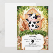 Waterverf Eenvoudige Koe Verjaardag Kaart (Voorkant / Achterkant)