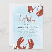 Waterverf Eenvoudige verjaardag Rode kreeft Kaart (Voorkant)