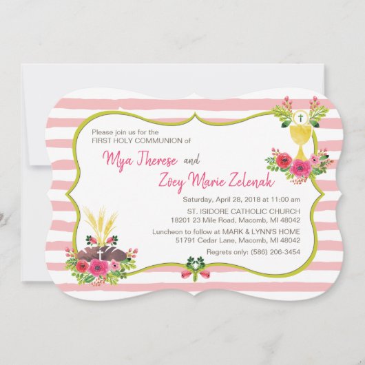 Waterverf eerste communie uitnodiging (Voorkant)