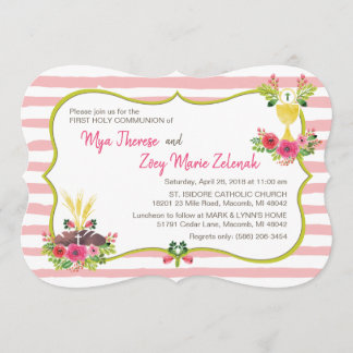 Waterverf eerste communie uitnodiging