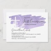 Waterverf Eerste Communie Uitnodiging - Paarse (Voorkant)