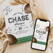 Waterverf eerste down Football verjaardagsuitnodig Kaart