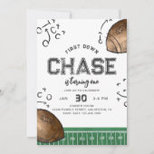 Waterverf eerste down Football verjaardagsuitnodig Kaart (Voorkant)