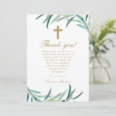 Waterverf eerste heilige communie foto dank u aankondiging (Staand voorkant)