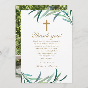 Waterverf eerste heilige communie foto dank u aankondiging