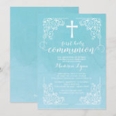 Waterverf Eerste Heilige Communie Uitnodiging (Voorkant / Achterkant)