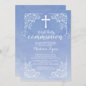 Waterverf Eerste Heilige Communie Uitnodiging (Voorkant / Achterkant)