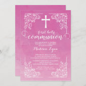 Waterverf Eerste Heilige Communie Uitnodiging (Voorkant / Achterkant)
