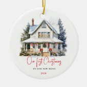 Waterverf Eerste Home Kerst Keepsake Ornament (Voorkant)
